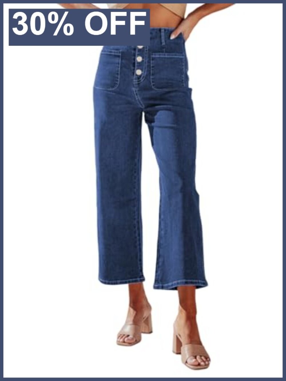 Women's High Waisted Wide Leg Jeans, Baggy Loose Fit, Button Front, 5 Pockets,